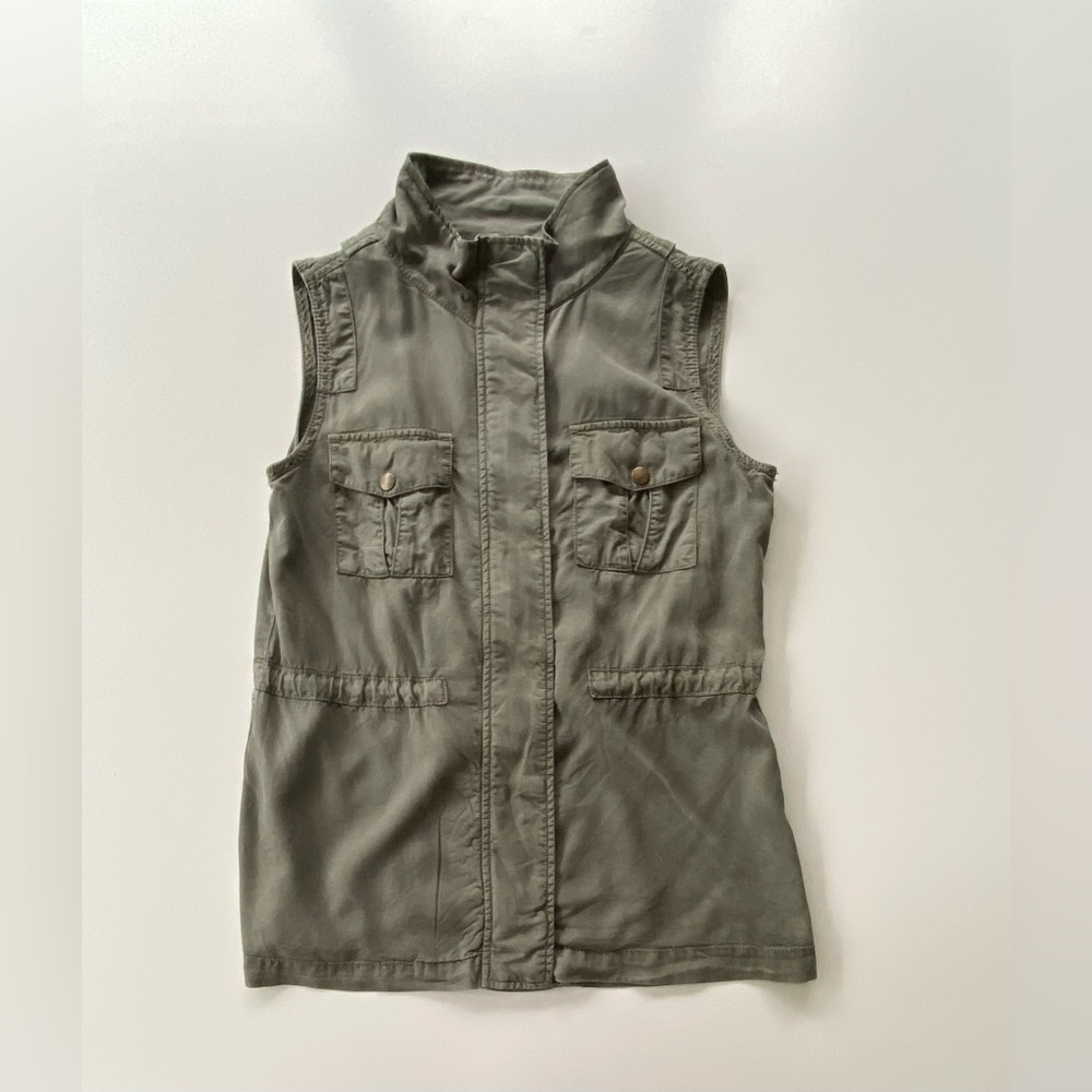 True Craft Sleeveless Utility Cargo Vest, Cargo Utility Vest Olive-Green Size: S